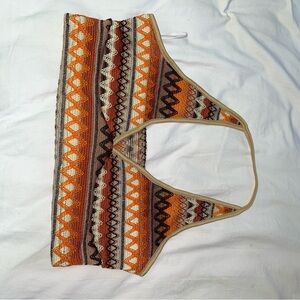 Crochet-Style Orange & Brown Striped Bralette